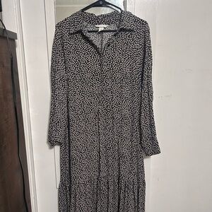 H&M Button Down Black and White Patterned Dress
